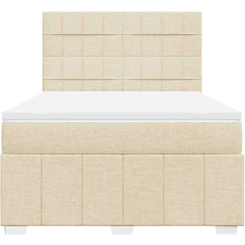 vidaXL Box spring postelja z vzmetnico krem 140x200 cm blago Cene