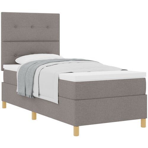 VidaXL Postelja Box Spring z Vzmetnico Taupe 90x200 cm Tkanina, (22051728) Slike
