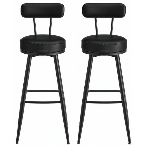 Songmics Set barskih stolov, vrtljiv barski stol z naslonom 56x56x101,5 cm, črn, (5000302441) Cene