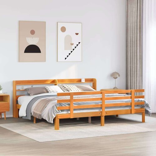  Okvir kreveta s uzglavljem vo&amp;scaron;tano smeđi 180x200 cm od borovine - Vo&amp;scaron;tano smeđa 180 x 200 cm Slike