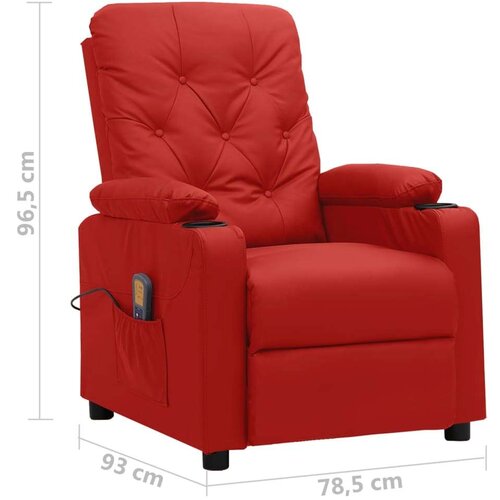  Masažna fotelja od umjetne kože crvena boja vina - boja crnog vina 1 Slike