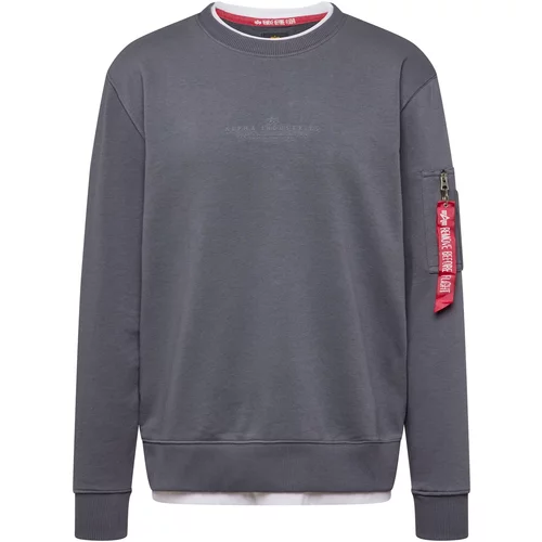 Alpha Industries Sweater majica tamo siva / crvena / bijela