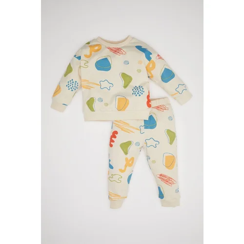 Defacto Baby Boy Patterned Thin Sweatshirt Bottom 2-Piece Set