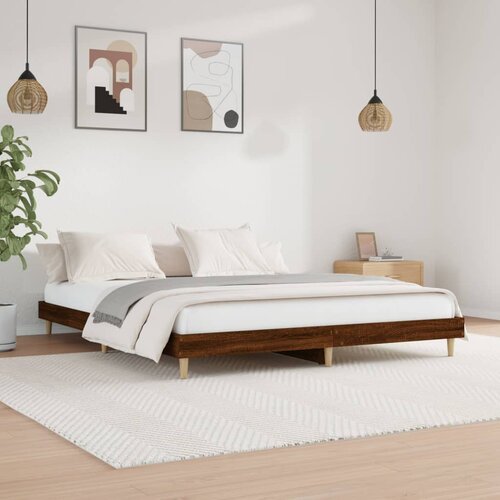 VidaXL Posteljni okvir rjav hrast 140x200 cm inženirski les Slike