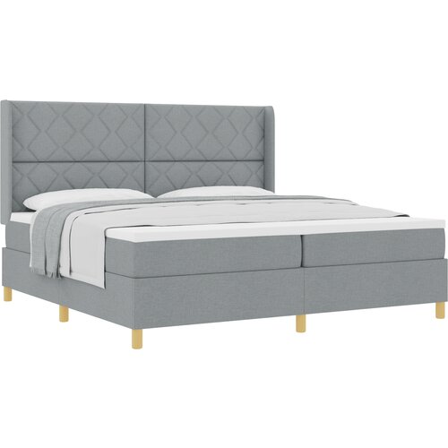 vidaXL Box Spring Postelja z Vzmetnico Svetlo Siva 200x200 cm Tkanina, (22050713) Cene