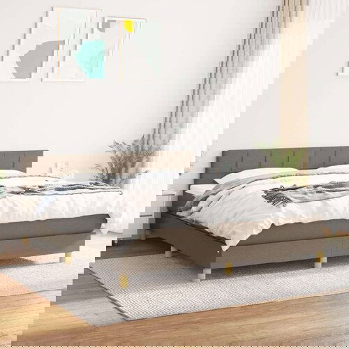  Box spring postelja z vzmetnico taupe 180x200 cm blago, (20895595) Slike