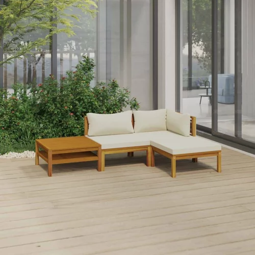 Vrtna sedežna garnitura 4-delna s krem blazinami akacijev les, (20674806)
