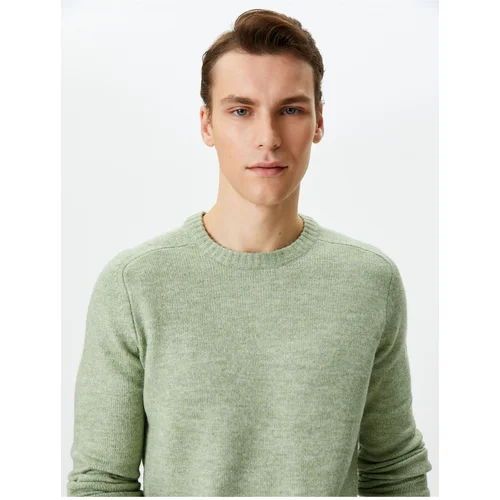 Koton Knitwear Sweater Basic Crew Neck Slim Fit Textured