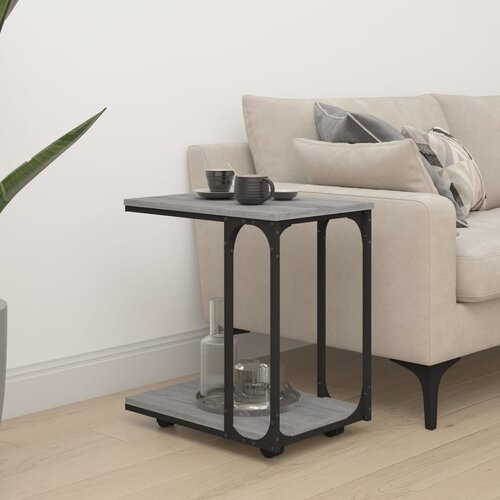 vidaXL Stranska mizica s kolesi siva sonoma 50x35x55,5 cm inžen. les Cene