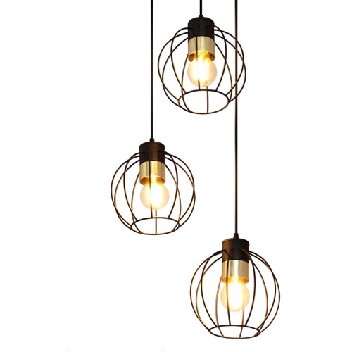  Luster na sajli STARLIGHT 3xE27/15W/230V crna/zlatna Slike