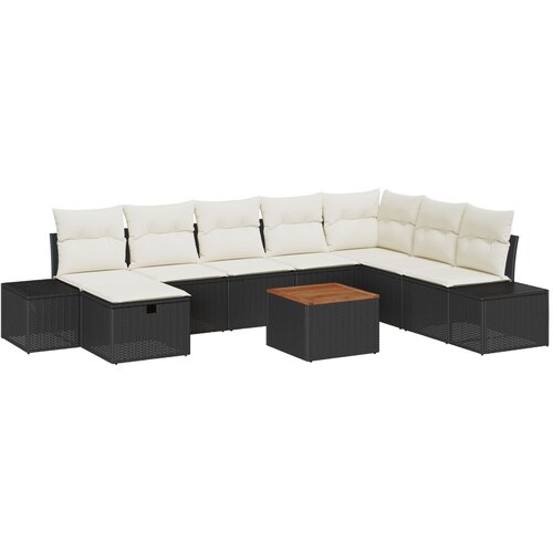 vidaXL Vrtna sofa komplet Set 9 Črna Ratan Vrtna kotna sofa Pravokotna, (22065164) Cene