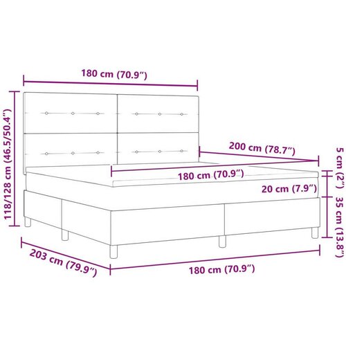 Box spring krevet s madracem svijetlosiva super king tkanina Slike