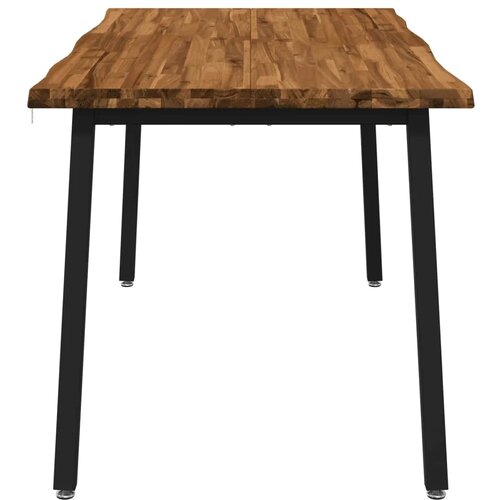  Stol za blagovanje s prirodnim rubom 160 x 70 x 75 cm Prirodna - Prirodna i crna 160 x 70 x 75 cm Živi rub Slike
