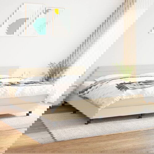 The Living Store Box spring postelja z vzmetnico krem 180x200 cm blago - Box Spring Postelja, (21512548) Cene