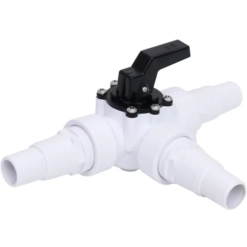 vidaXL Kroglični ventil 3-smerni za bazen bel in črn