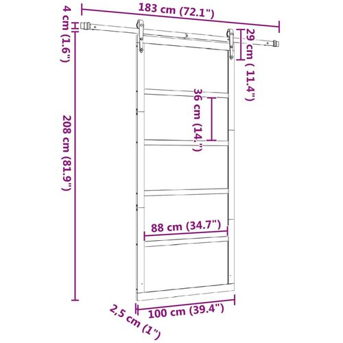  Klizna vrata Prirodna 100 x 208 cm Masivna borovina Cijene