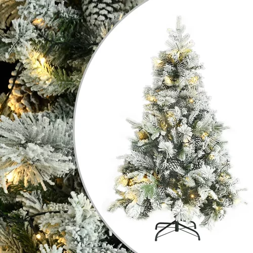  Osvijetljeno božićno drvce sa snijegom i šiškama 150 cm PVC/PE