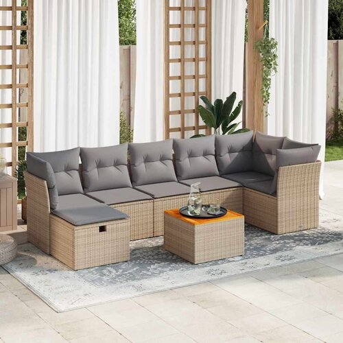 VidaXL 8-dijelni set vrtnih sofa od poliratana s jastucima bež Slike