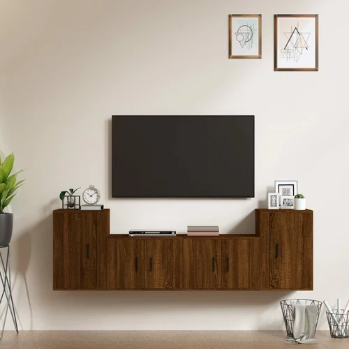 vidaXL Komplet TV omaric 4-delni rjav hrast inženirski les