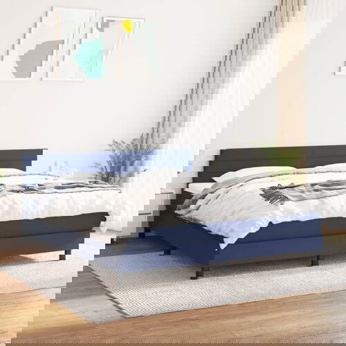 vidaXL Box spring postelja z vzmetnico modra 160x200 cm blago Cene