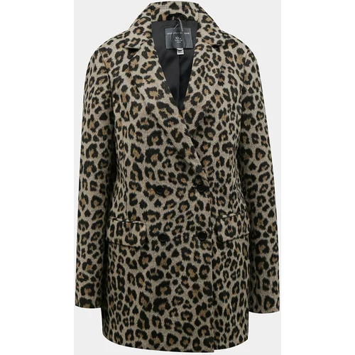 Dorothy Perkins Brown winter coat with leopard print Tall