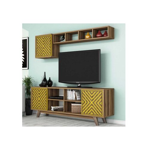 Woody Fashion inci - walnut, yellow walnutyellow tv unit Slike