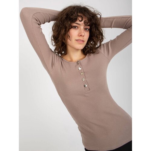 Fashion Hunters Basic dark beige ribbed blouse from Bliss Slike