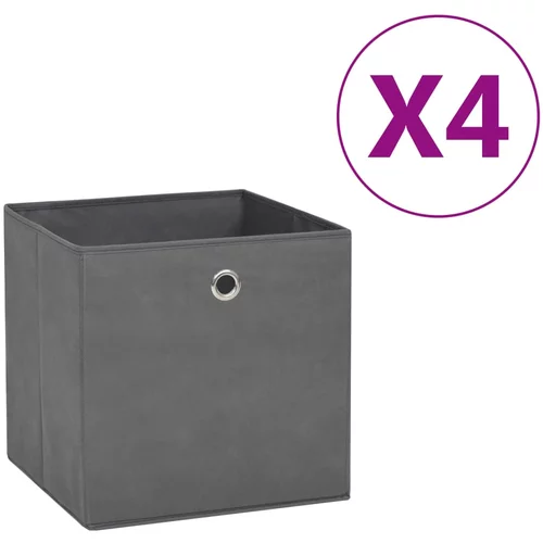 vidaXL Kutije za pohranu od netkane tkanine 4 kom 28x28x28 cm sive