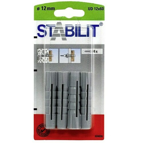 STABILIT Univerzalni vložek za skozi‑montažo (Premer zidnega vložka: 12 mm, Dolžina zidnega vložka: 60 mm, 4 kos) Cene