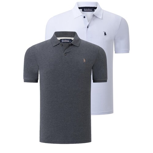 Dewberry DUO SET T8561 MENS TSHIRT-ANTHRACITE-WHITE Slike
