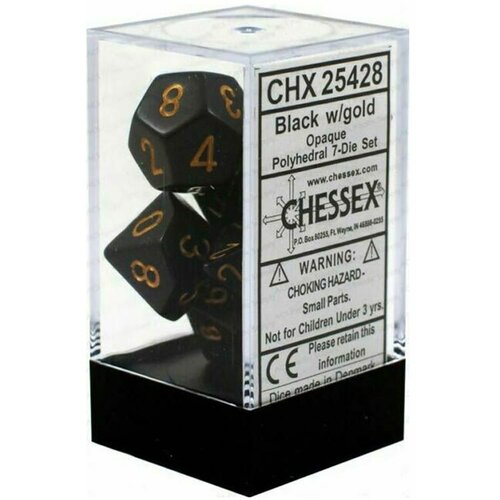 Chessex Kockice - Opaque - Polyhedral - Black & Gold (7) Cene