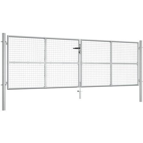 vidaXL vrtna vrata pocinkano jeklo 415x175 cm srebrna Cene