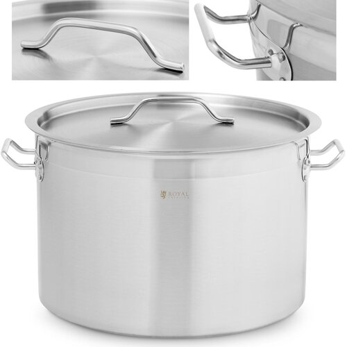 Royal Catering Velik jeklen lonec s pokrovom z debelim dnom za halogenski plinski indukcijski kuhalnik, 23 l, (21096168) Slike