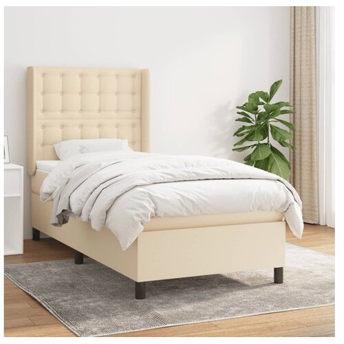  Box spring postelja z vzmetnico krem 90x200 cm blago Cene