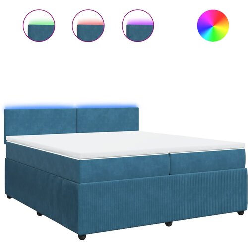 VidaXL Box spring postelja z vzmetnico modra 200x200 cm žamet, (21304741) Slike