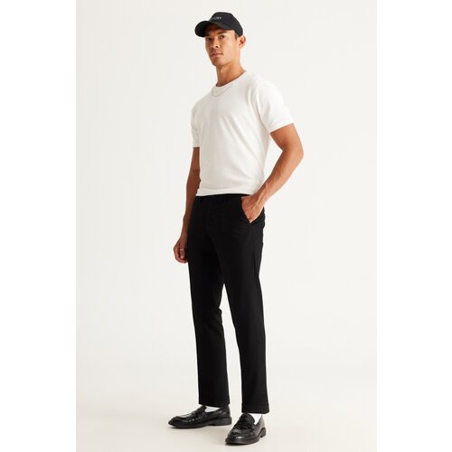 ALTINYILDIZ CLASSICS Men's Black Slim Fit Slim Fit Side Pockets Elastic Waist Classic Fabric Trousers Cene