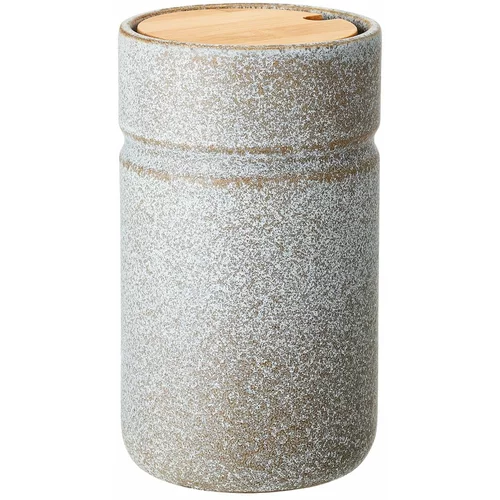 Bloomingville siva keramička posuda s poklopcem od bambusa Kendra, 850 ml