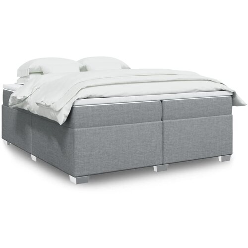vidaXL Box spring postelja z vzmetnico svetlo siva 200x200 cm blago Cene
