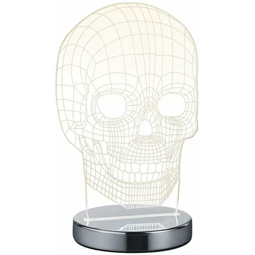 Tri O LED stolna lampa u sjajnoj srebrnoj boji (visina 21 cm) Skull -