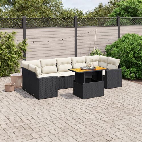 vidaXL 8-dijelni set vrtnih sofa od poliratana s jastucima crni Cijene