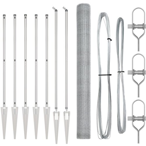 vidaXL Heksagonalna ograda 1.6x10 m galvanizirani čelik, Stupovi ograde s klinovima 7 kom Ø32 mm 180 cm galvanizirani čelik Cijene