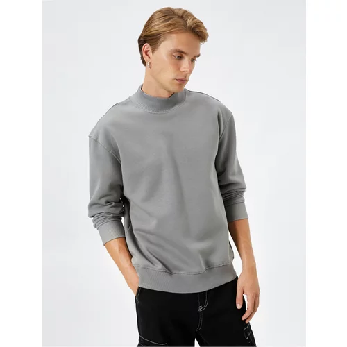 Koton Standing Collar Sweater Basic Long Sleeves Ribbed