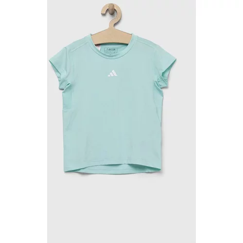 Adidas Otroška kratka majica turkizna barva