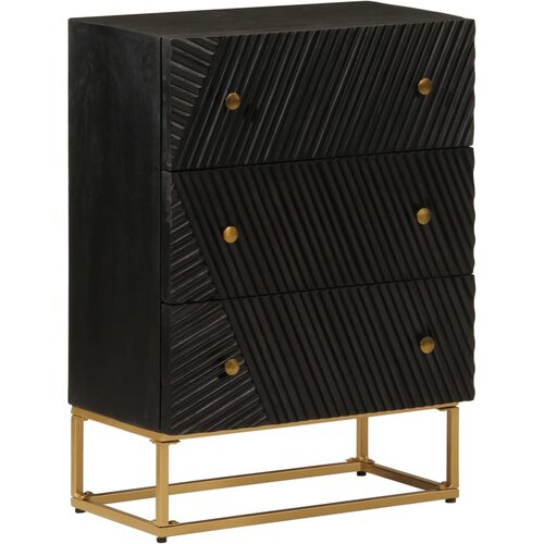 vidaXL Ladičar crni 55 x 30 x 76 cm od masivnog drva manga i željeza Cijene