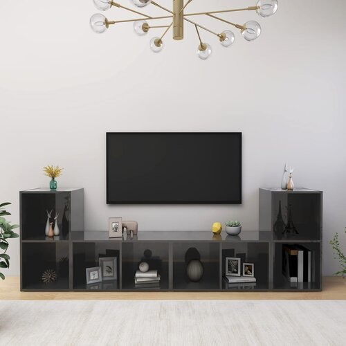 Sijaj TV ormarići 4 kom visoki sjaj sivi 72 x 35 x 36,5 cm od iverice Slike