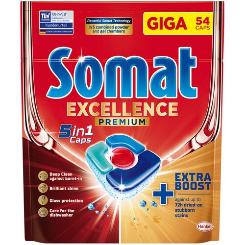 Somat Tablete za ma&amp;scaron;insko pranje posuđa Excellence Premium 5u1, 54 komada Slike