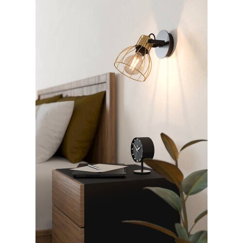 Eglo zidni reflektor Sambatello 900382, 1x E27, visina 22 cm, crna i bru&scaron;eni mesing Cijene