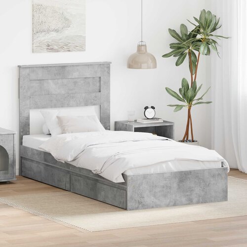 Krevet s od storage Betonski sivi 90 x 190 cm Konstruirano drvo Slike