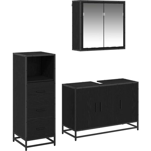 vidaXL Komplet pohi&scaron;tva za kopalnico 3 pcs Črni hrast 90 x 33 x 60 cm Cene