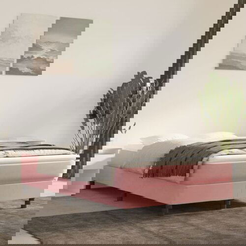 The Living Store Box spring postelja z vzmetnico roza 120x200 cm žamet - Box Spring Postelja, (21491681) Slike
